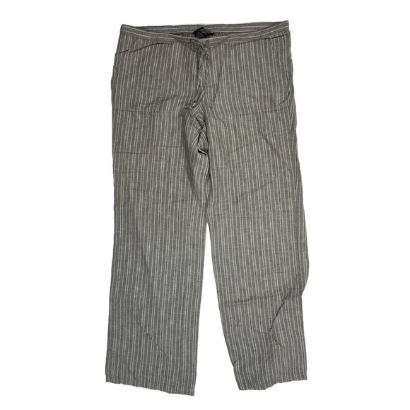 Vintage Y2K Victorias Secret Gauzy Linen Striped Drawstring Pants Gray